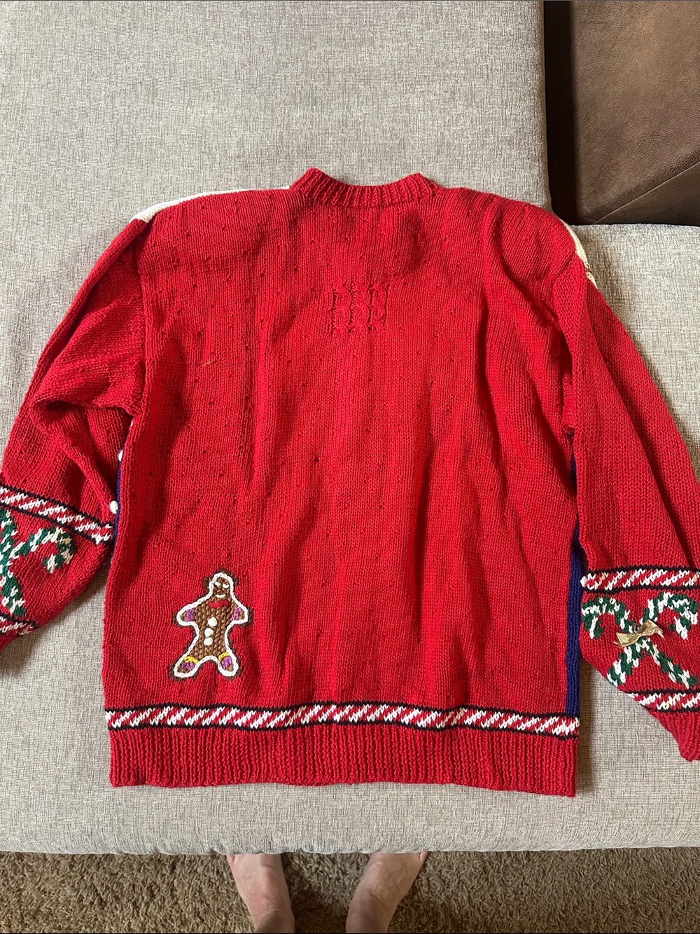 Vintage Marisa Christina 1992 handknit Christmas cardigan sweater gingerbread  M - Picture 6 of 6